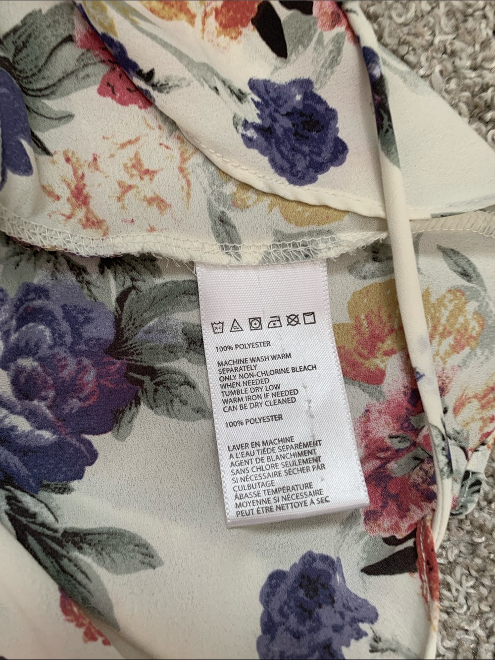 Kimchi Blue Floral Lace-Up Cream Short Sleeve Blouse - Picture 8 of 8